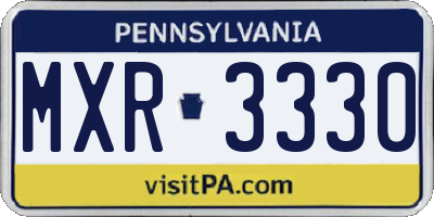 PA license plate MXR3330