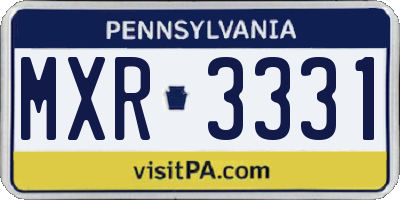PA license plate MXR3331