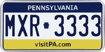 PA license plate MXR3333