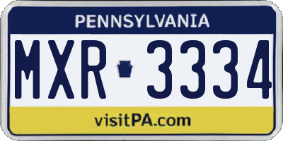 PA license plate MXR3334