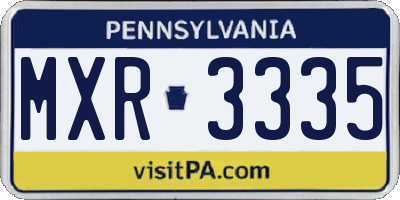 PA license plate MXR3335