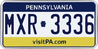 PA license plate MXR3336