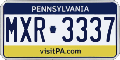 PA license plate MXR3337
