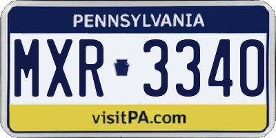 PA license plate MXR3340