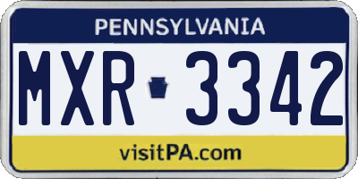 PA license plate MXR3342