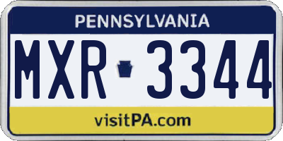 PA license plate MXR3344