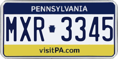 PA license plate MXR3345