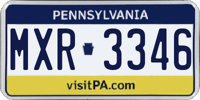 PA license plate MXR3346