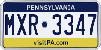 PA license plate MXR3347