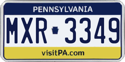PA license plate MXR3349