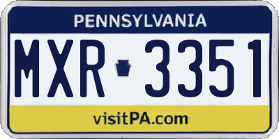 PA license plate MXR3351