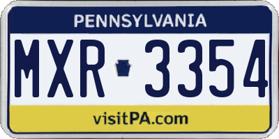PA license plate MXR3354