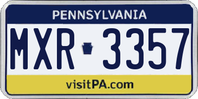 PA license plate MXR3357