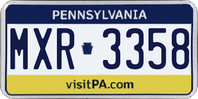 PA license plate MXR3358