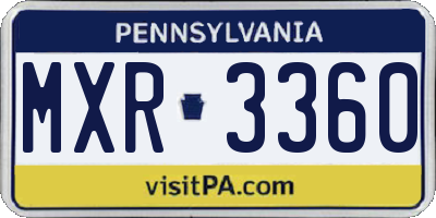 PA license plate MXR3360