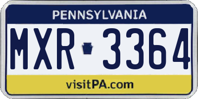 PA license plate MXR3364
