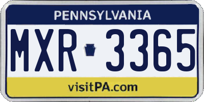 PA license plate MXR3365