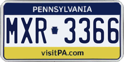 PA license plate MXR3366