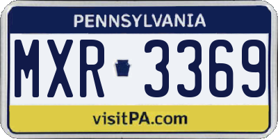 PA license plate MXR3369