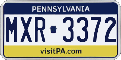 PA license plate MXR3372