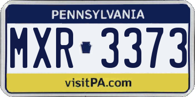 PA license plate MXR3373
