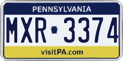 PA license plate MXR3374