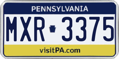 PA license plate MXR3375