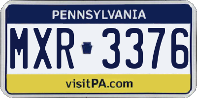 PA license plate MXR3376