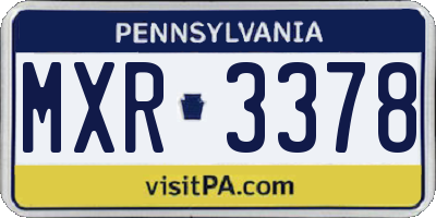 PA license plate MXR3378