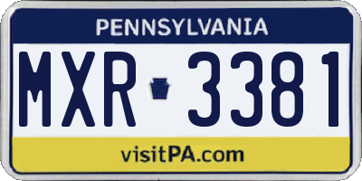 PA license plate MXR3381