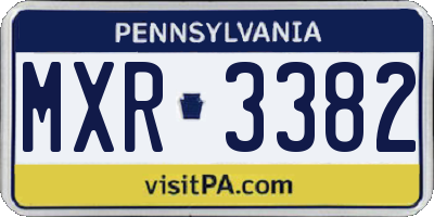 PA license plate MXR3382