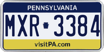 PA license plate MXR3384