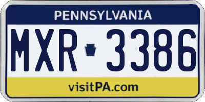 PA license plate MXR3386