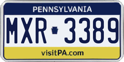 PA license plate MXR3389