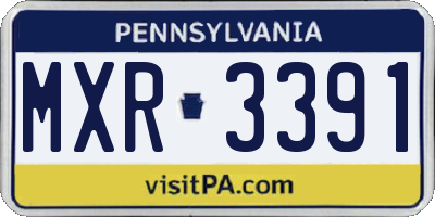 PA license plate MXR3391