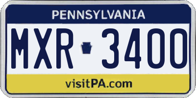 PA license plate MXR3400