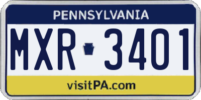 PA license plate MXR3401