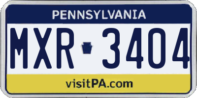 PA license plate MXR3404