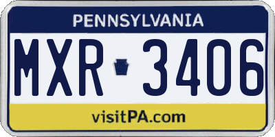 PA license plate MXR3406