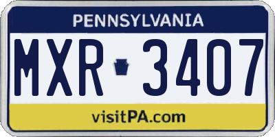 PA license plate MXR3407