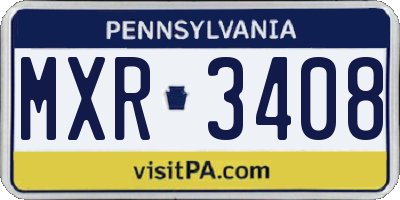 PA license plate MXR3408