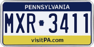 PA license plate MXR3411