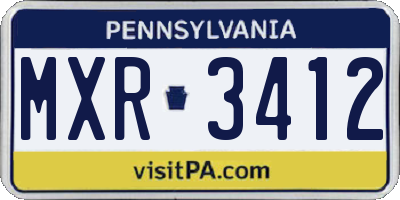 PA license plate MXR3412