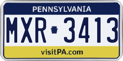 PA license plate MXR3413