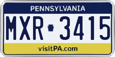PA license plate MXR3415