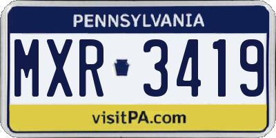 PA license plate MXR3419