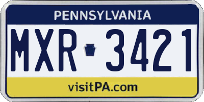 PA license plate MXR3421