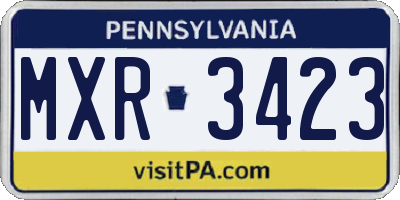 PA license plate MXR3423
