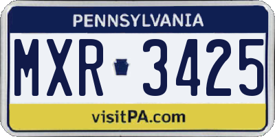 PA license plate MXR3425