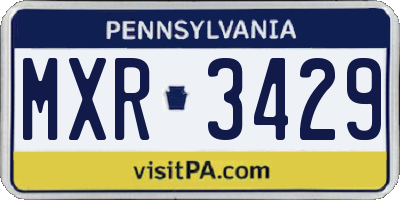 PA license plate MXR3429